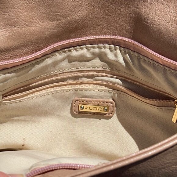 Aldo Champagne/Blush Faux Leather Clutch/Shoulderbag w Gold Chain Handle/Strap - Picture 6 of 6